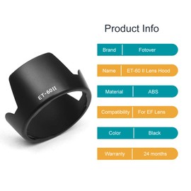Fotover ET-60 II Lens Hood Replacement Sun Shade for Canon EF 75-300mm F/4-5.6 III EF-S 55-250MM F/4-5.6 IS Lens