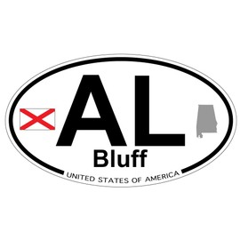 US Decal, Inc. Bluff, Alabama Oval Sticker with State Flag