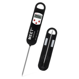 MEET MS-82A300-B150 2pcs Instant Read Digital Multifunction Thermometer for Cooking, LCD Display Thermometer for Food, Foldable or Slim with 10cm Stainless Steel Sensor Probe for BBQ & Baking etc.