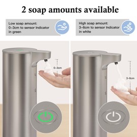 LAOPAO Soap Dispenser Automatic Stainless Steel Foam Soap Dispenser Set with LED Lighting Non-Contact for Kitchen & Bathroom Hygienic Soap Dispenser for Family, Hotel, Resta