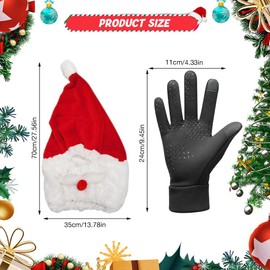 TGKYK Christmas Motorcycle Helmet Cover, Santa Claus Motorcycle Helmet Cover Plush with Touchscreen Gloves, Driver's Gloves, Men's Christmas Hat Helmet with Gloves, Winter for Christmas
