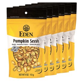 Eden Organic Pumpkin Seeds, Shelled, Dry Roasted and Lightly Sea Salted, to Eat, 4 oz (6-Pack)