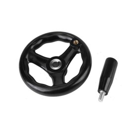 3 Spoke Hand Wheel 160x16mm Corrugated Detachable Crank Hand Wheel Rubber Lathe Accessories for Lathe and Milling Machine (Black)