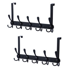 Encozy Encozy Over The Door Hooks,Coat Rack for Hanging Clothes Hat Towel (Heavy Duty Black 2pcs)