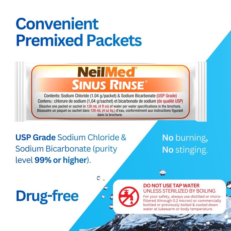 Neilmed's Sinus Rinse, Pediatric, Complete Saline Nasal Rinse Kit 60