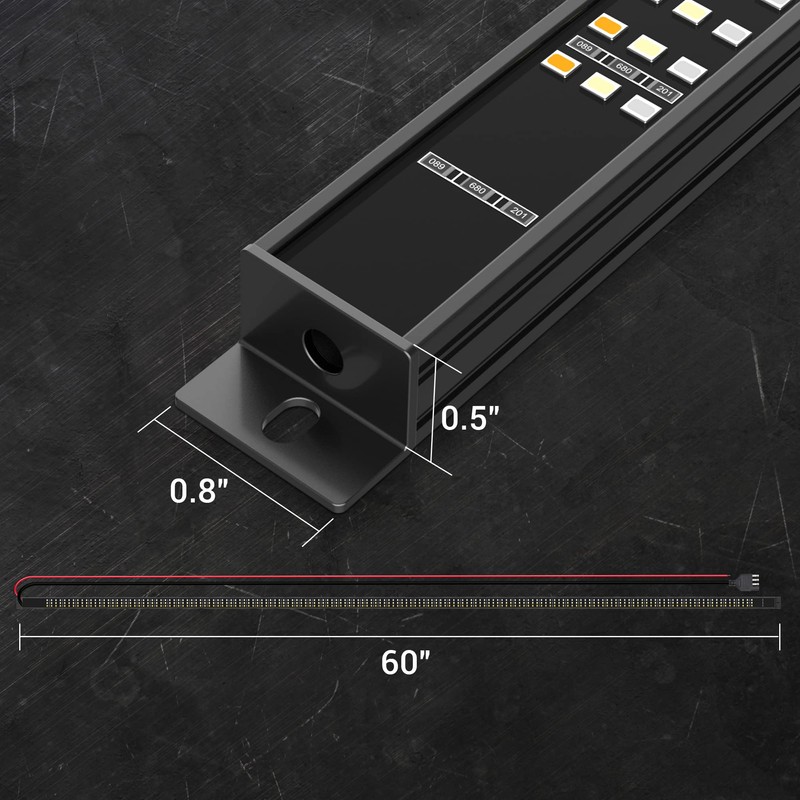 MICTUNING 60 inch Aluminum Frame Triple Tailgate Light Bar 1200