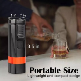 FLABOX Cigar Lighter Four Jet Flame Torch Lighter Cigar Punch and Holder Butane Lighter - Gray