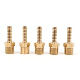 Hsthe Sea 5 Pcs 6 mm to 1/4” BSP Solid Brass Hose Tail Connector Barbed to BSP Male Thread,Pond/Pool/Hose Pipe Adapter