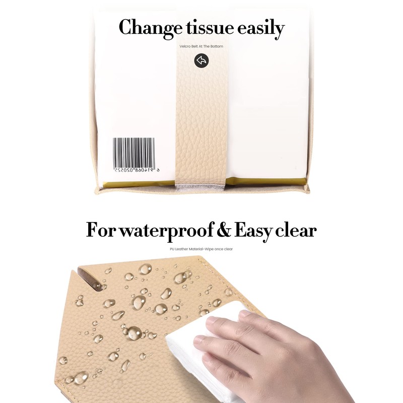 Tissue Box Cover, Jeethemy Square PU Leather Tissue Box Holder,