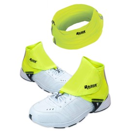 Running Gaiters and Neck Gaiter Face Mask Set - High Visibility Neon Green with Reflective Stripe - Running Gear for Women and Men - Face Covering