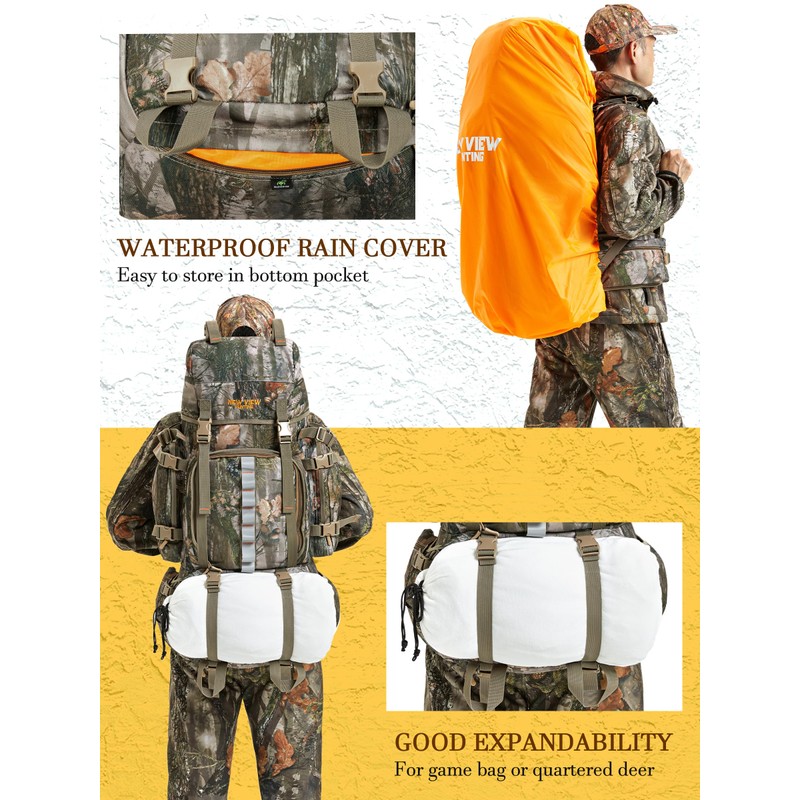 NEW VIEW Hunting Backpack for Men 80L, Camo Bag for