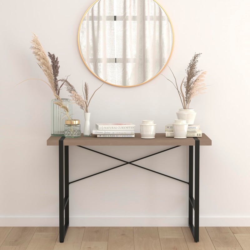 Flash Furniture Hanover Park Rustic Wood Grain Finish Console Table