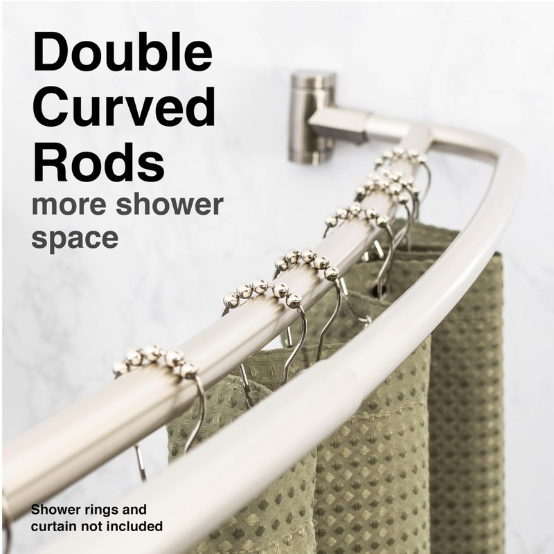 JS Jackson Supplies Double Curved Shower Rod, Metal Construction, Adjustable