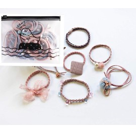 25 sets of elastic head rope, different style of hair scrunchies,Hair Ties Hair Scrunchies Elastic Hair Bands Pearl Ouchless Ponytail Holders Lucky Bowknot Flower Hair Accessories