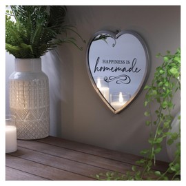 Elanze Designs Happiness is Homemade Heart Shaped Silver 10 x 10 Metal and Glass Wall Mounted Mirror
