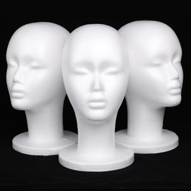 Leeven Leeven 3 Packs Foam Wig Head Female Styrofoam Mannequin Head Stand for wigs foam heads Wig Display for Style, Model, Display Hair, Hats, Hairpieces, Mask , Salon and Travel
