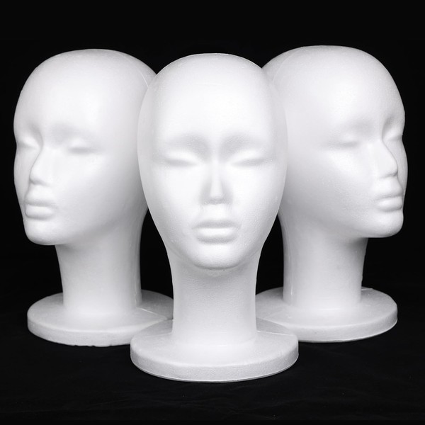 Leeven Leeven 3 Packs Foam Wig Head Female Styrofoam Mannequin