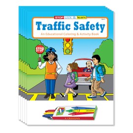ZOCO - Traffic Safety Awareness - Educational Coloring Books (25 Bulk Pack, with Crayons) - Road, Bike Safety - Games, Puzzles, Activities for Kids