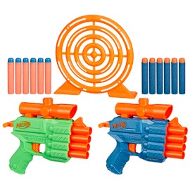 Nerf Elite 2.0 Face Off Target Set, Includes 2 Dart Blasters & Target & 12 Elite Nerf Darts, Toy Foam Blasters for Kids Outdoor Games