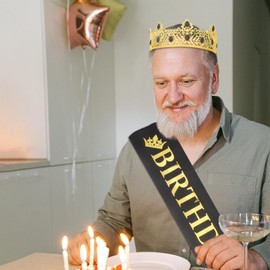 CIEHER Birthday King & Birthday King Sash for Men Boys，King Crowns for Men Vintage Baroque Crown Prom King Crown Tiara Birthday King Crown Birthday Gifts for Men Birthday Decorations for Men
