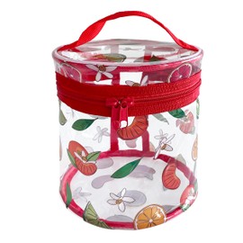 Clear Cylindrical Cosmetic Bag with fruit Print, Handles (Lemon)