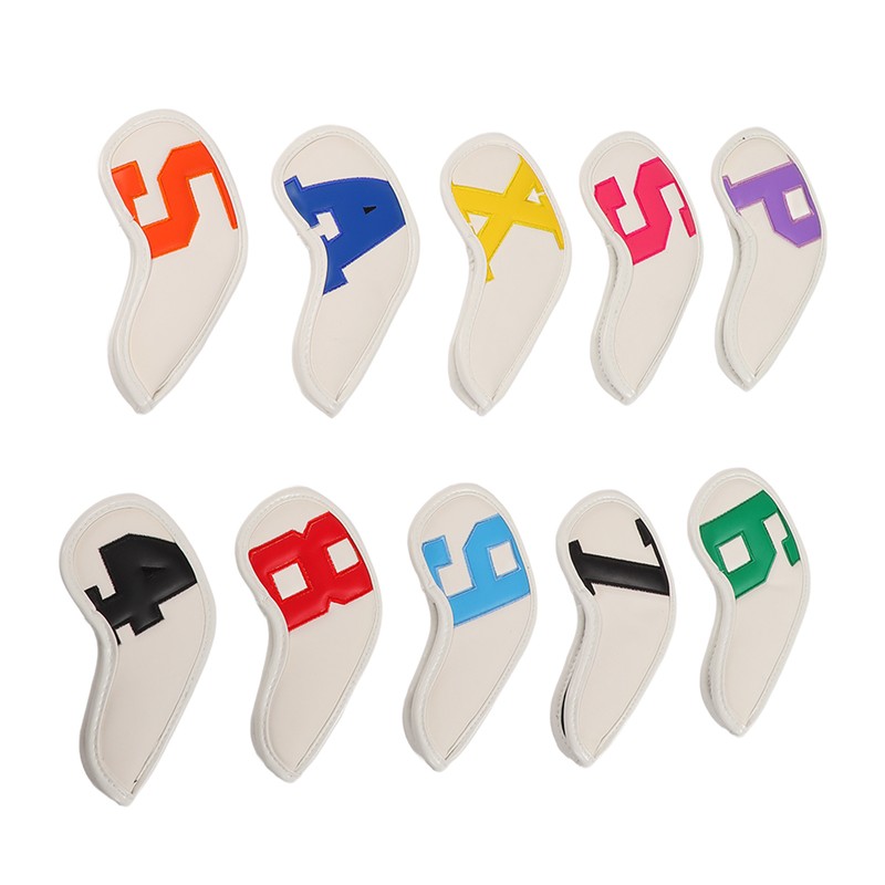 10pcs set PU Waterproof Golf Club Iron Cover Fine Sewing