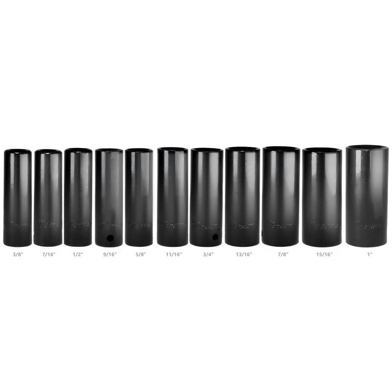 XtremepowerUS 1/2-Inch Drive Deep Socket Set (11-Socket Set) SAE Cr-V