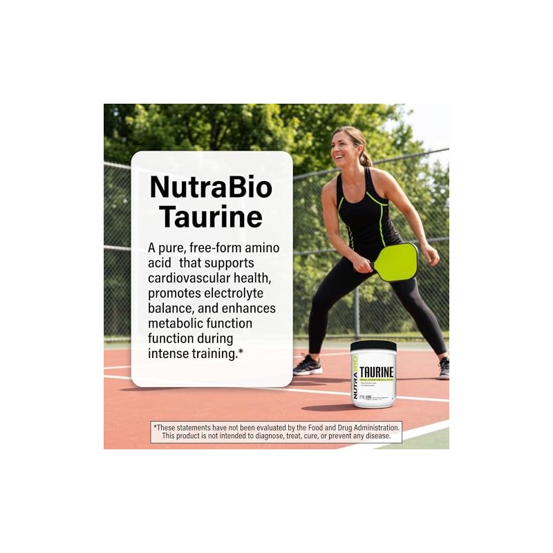 NutraBio 100% Pure Taurine Powder - 500 Grams by NutraBio