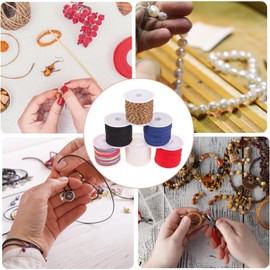 6 Roll Cord Hand Woven Rope Bracelet Elastic Cord Braided Bracelets Leather Cord Bracelets Braided Thread Lanyard Necklace Jewelry Beads
