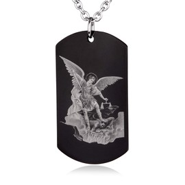 FAYERXL Archangel Raphael Sigil Magic Necklace Positive Amulet King of Solomon Black Dog Tag Necklace Gift for Men,Archangel Michael Protection Amulet Gifts (Archangel Raphael Sigil Magic Amulet 3)