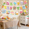 52 Pcs Easter Banner, Happy Easter Garland with Hanging Swirls,