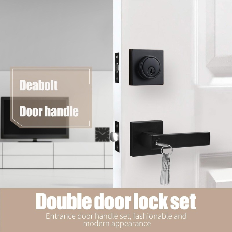Exterior Door Lock Set with Deadbolt, Front Door Handle Set