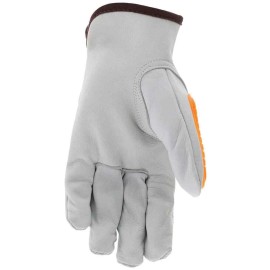 MCR Safety 36136M Gloves: Size M, Goatskin Brown, Padded Palm Grip