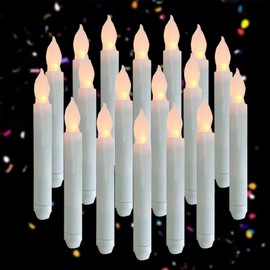 Houdlee Set of 24 Warm White Battery Operated Taper Candles Wax Dipped LED Flicker Amber Realistic Long Taper Candles for Birthday Wedding Party Décor Long Lasting -Batteries Not Included