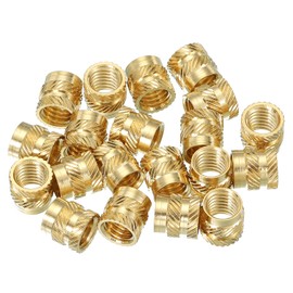 PATIKIL M8 Threaded Inserts M8x10x10mm, 20 Pcs Brass Heat Set Insert Female Threaded Inserts Metric Knurled Nuts Embedment Nut for Plastic and 3D Printing Components, Gold