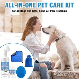 Dog Paw Cleaner Kit - No Rinse Foaming Cleanser for Dogs and Cats, Balm for Dry Cracked Paws & Nose, Pet Foot Washer for All Breeds