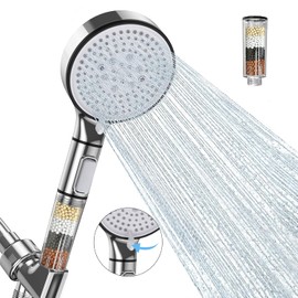 Filtered Shower Head with Handheld, 6-Spray High Pressure Shower Head to Reduce Dry Itchy Skin, Handheld Shower Head Set Includes 60" Hose & Adjustable Bracket