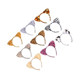 Beavorty 12pcs Cat Ears Headband Cat Ears Hairbands Animal Ear Horn Hair Hoop Cat Ears Hair Hoops Leopard Headband Leopard Sequins Ears Leopard Pattern Hairbands Leopard Ears Fabric