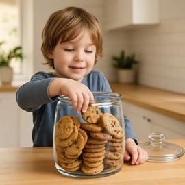 kitchentoolz Large Glass Cookie Jar with Airtight Lid - 1 Gallon Storage Container for Candy, Flour, Sugar, Pet Food & Dog Treat Canister - Pack of 1