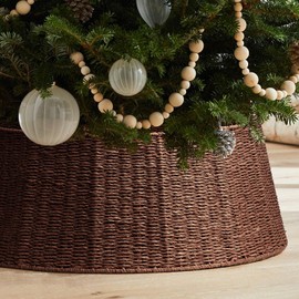 Hommtina Christmas Tree Collar,Christmas Tree Base Christmas Tree Basket Collar for Home, Living Room,for Covering Tree Stand (Brown)