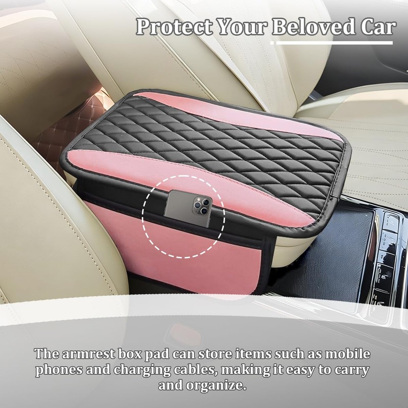Car Center Console Cover, Leather Soft Armrest Seat Storage Box