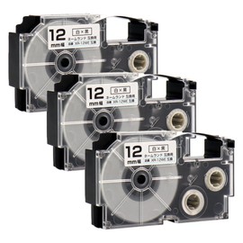 [Horizontal Tona] Casio Compatible CASIO Compatible Nameland XR-12WE White Tape/Black Text Tape Width: 0.5 inches (12 mm), Length: 22.8 ft (8 m) (equivalent to the genuine product), Set of 3