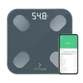 FitTrack Dara Smart BMI Digital Scale - Measure Weight and Body Fat - Most Accurate Bluetooth Glass Bathroom Scale (Black)
