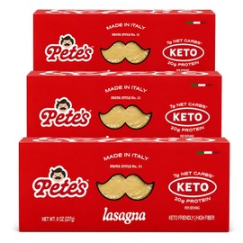 Low Carb, Protein Lasagna | Lasagna with 17g Protein, 7g Carbs | Healthy, Keto Pasta Made in Italy | 3-Pack, 8oz - Pete’s Pasta