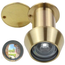 Earl Diamond - Peep Holes for Door, Solid Brass 220-Degree Door Viewer Peephole with Heavy Duty Rotating Privacy Cover for 1-3/8" to 2-23/64" Doors for Home Office Hotel, Hole 22 Satin Gold
