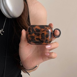 aaknhen Leopard Cheetah Print Case for AirPods 3rd Generation with Keychain Tortoiseshell Animal Pattern Trendy Brown Cases with Lock for Cool Girls Women Men(for AirPods 3,Tortoise)
