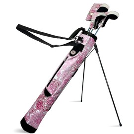 Women's Ultralight Sunday Bag | Taboo Fashions Stand Bag | Range Bag, Par 3, Executive Course | Self Flexing Stand, Adjustable Strap (Pink Mandala)