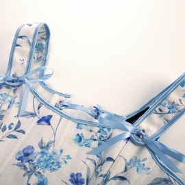 SCARLET DARKNESS Women's Renaissance Corset Vintage Lace Up Floral Print Corset Top, Blue Flowers
