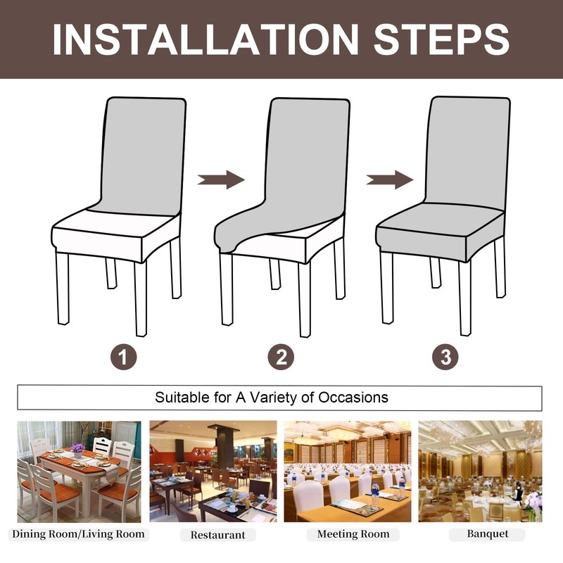 Genina 100% Waterproof Dining Room Chair Covers Set of 6