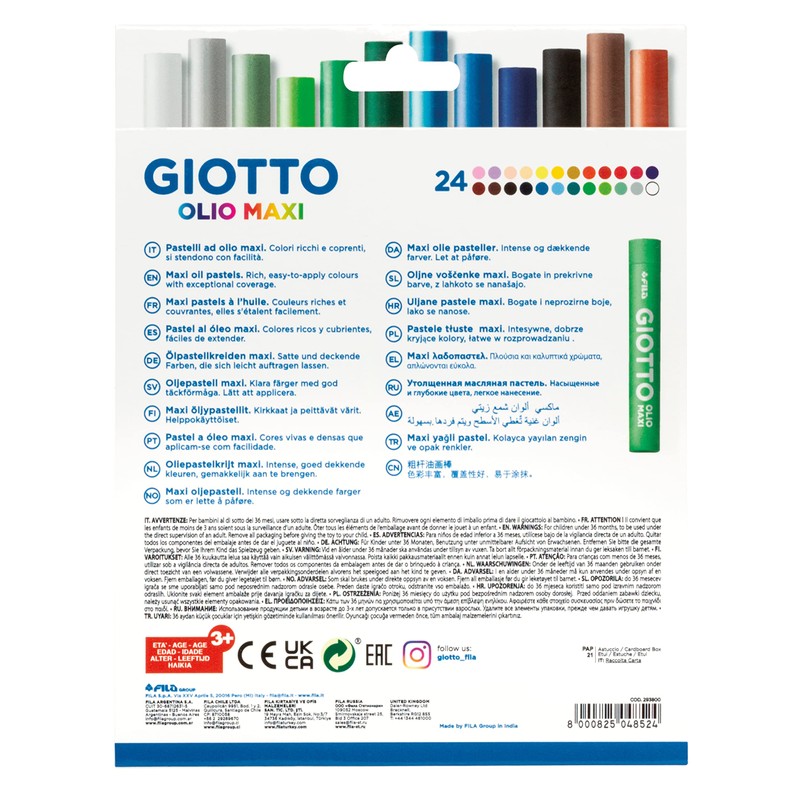 GIOTTO Olio Maxi Oil Pastel Set for Children, 24 Assorted